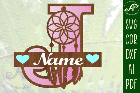 Dreamcatcher monogram letter J SVG cut file SVG APInspireddesigns 