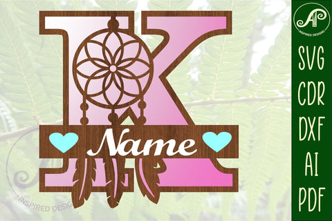 Dreamcatcher monogram letter K SVG cut file SVG APInspireddesigns 