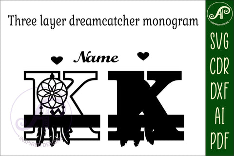 Dreamcatcher monogram letter K SVG cut file SVG APInspireddesigns 