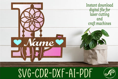 Dreamcatcher monogram letter L SVG cut file SVG APInspireddesigns 