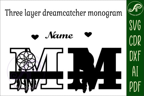 Dreamcatcher monogram letter M SVG cut file SVG APInspireddesigns 