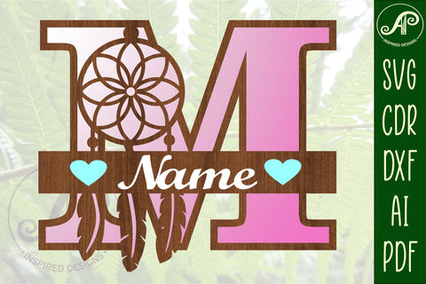Dreamcatcher monogram letter M SVG cut file SVG APInspireddesigns 