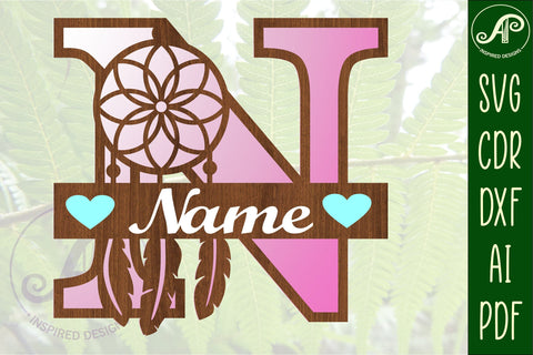 Dreamcatcher monogram letter N SVG cut file SVG APInspireddesigns 