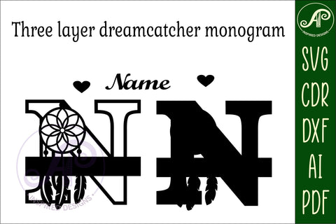 Dreamcatcher monogram letter N SVG cut file SVG APInspireddesigns 