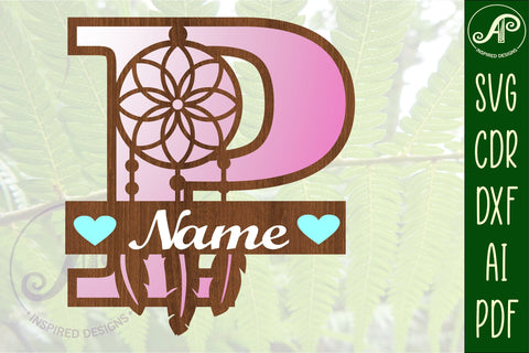 Dreamcatcher monogram letter P SVG cut file SVG APInspireddesigns 