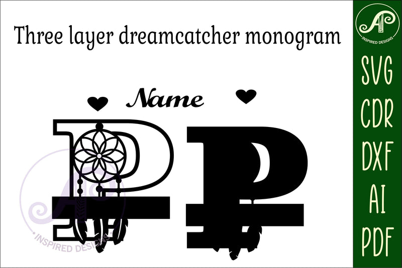 Dreamcatcher monogram letter P SVG cut file - So Fontsy