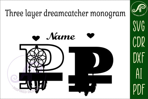 Dreamcatcher monogram letter P SVG cut file SVG APInspireddesigns 