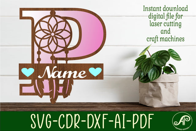 Dreamcatcher monogram letter P SVG cut file SVG APInspireddesigns 