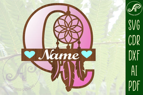 Dreamcatcher monogram letter Q SVG cut file SVG APInspireddesigns 