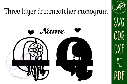 Dreamcatcher monogram letter Q SVG cut file SVG APInspireddesigns 