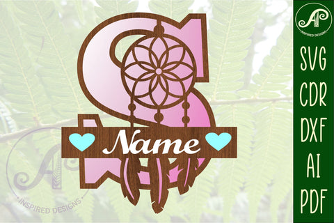 Dreamcatcher monogram letter S SVG cut file SVG APInspireddesigns 
