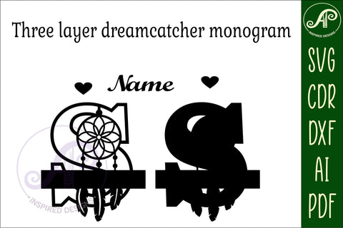 Dreamcatcher monogram letter S SVG cut file SVG APInspireddesigns 