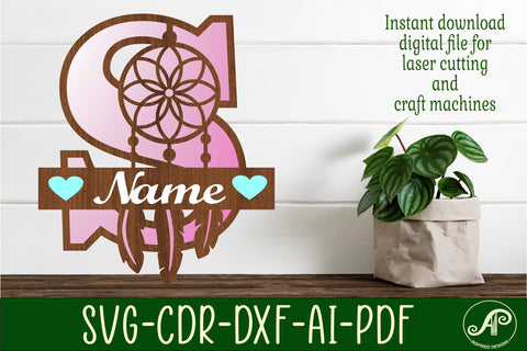 Dreamcatcher monogram letter S SVG cut file SVG APInspireddesigns 