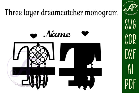 Dreamcatcher monogram letter T SVG cut file SVG APInspireddesigns 