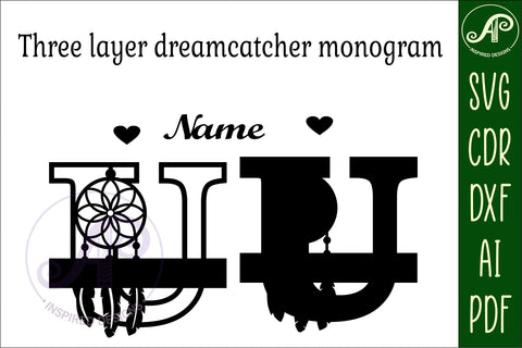 Dreamcatcher monogram letter U SVG cut file SVG APInspireddesigns 