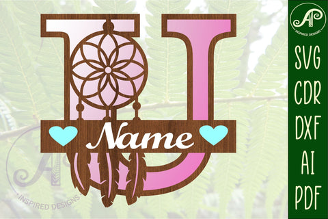 Dreamcatcher monogram letter U SVG cut file SVG APInspireddesigns 