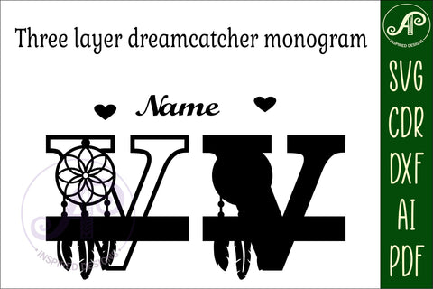 Dreamcatcher monogram letter V SVG cut file SVG APInspireddesigns 