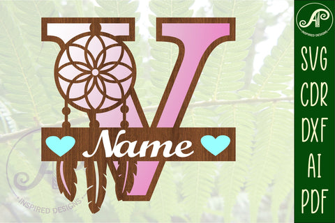 Dreamcatcher monogram letter V SVG cut file SVG APInspireddesigns 