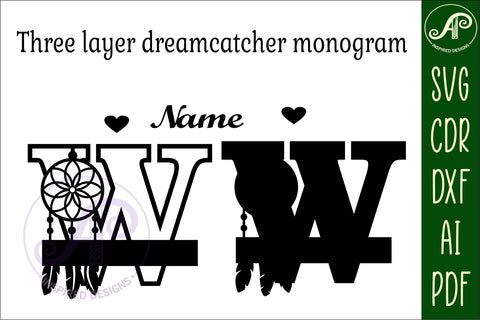 Dreamcatcher monogram letter W SVG cut file SVG APInspireddesigns 