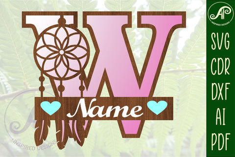 Dreamcatcher monogram letter W SVG cut file SVG APInspireddesigns 