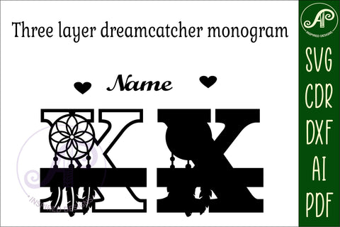 Dreamcatcher monogram letter X SVG cut file SVG APInspireddesigns 