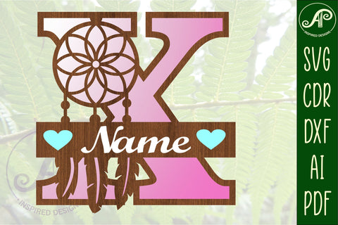 Dreamcatcher monogram letter X SVG cut file SVG APInspireddesigns 