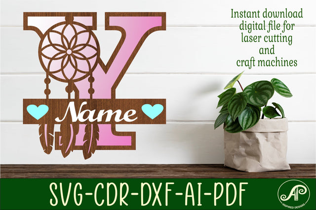 Dreamcatcher monogram letter Y SVG cut file SVG APInspireddesigns 