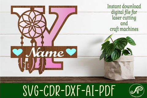 Dreamcatcher monogram letter Y SVG cut file SVG APInspireddesigns 