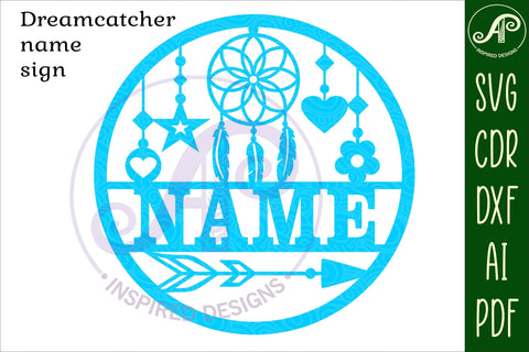 Dreamcatcher name sign svg laser cut template SVG APInspireddesigns 