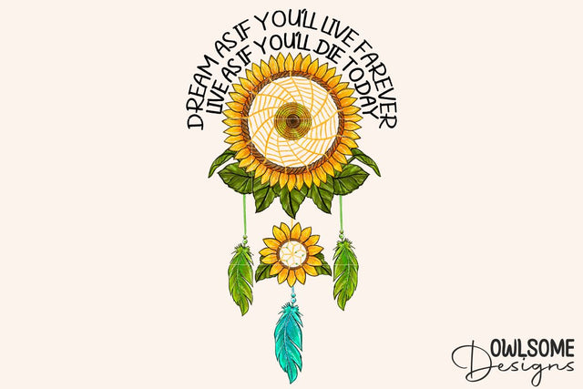 Dreamcatcher Sunflower Sublimation PNG Sublimation Owlsome.Designs 
