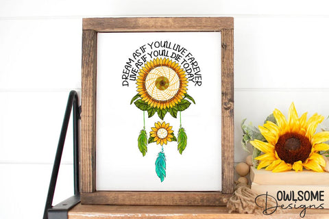 Dreamcatcher Sunflower Sublimation PNG Sublimation Owlsome.Designs 