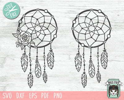 Dreamcatcher SVG File, Dreamcatcher Cut File, Dreamcatcher Floral Clipart, Dreamcatcher Flowers SVG, Dreamcatcher Feathers SVG, Boho Cut File SVG Wild Pilot 