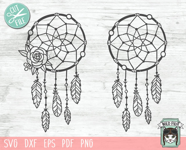 Dreamcatcher SVG File, Dreamcatcher Cut File, Dreamcatcher Floral Clipart, Dreamcatcher Flowers SVG, Dreamcatcher Feathers SVG, Boho Cut File SVG Wild Pilot 