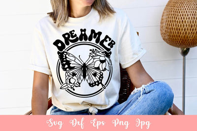 Dreamer Floral Butterfly Stencil | Free For Commercial Use SVG Ikonart Design Shop 