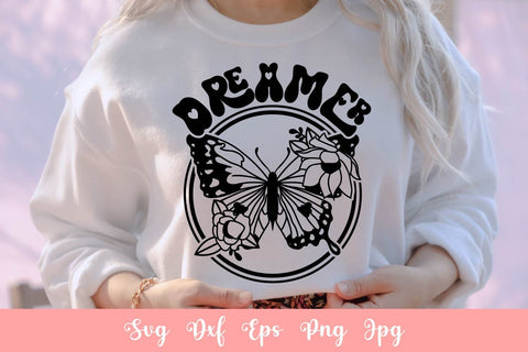 Dreamer Floral Butterfly Stencil | Free For Commercial Use SVG Ikonart Design Shop 