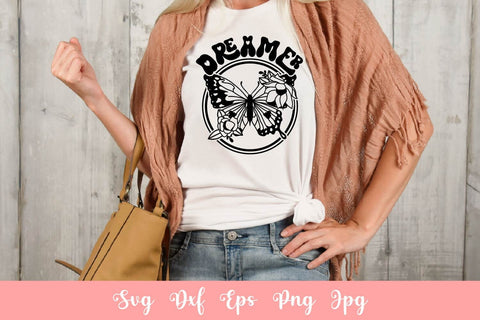 Dreamer Floral Butterfly Stencil | Free For Commercial Use SVG Ikonart Design Shop 