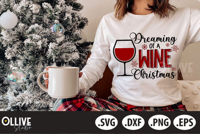 Dreaming of a Wine Christmas SVG Cut File SVG Ollive Studio 
