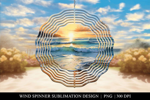 Dreamy Beach Wind Spinner Sublimation PNG Sublimation BijouBay 