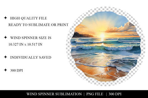 Dreamy Beach Wind Spinner Sublimation PNG Sublimation BijouBay 