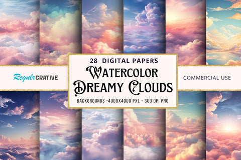 Dreamy Clouds backgrounds bundle Sublimation Regulrcrative 