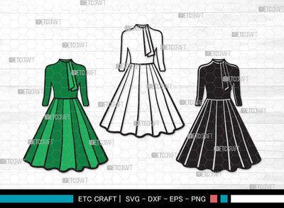 Dress Clipart SVG | Women's Dresses Svg | Dresses Svg | Gown Svg | Long Gown Svg | Prom Dress Svg | Wedding Dress Svg | Dress Clipart SVG ETC Craft 