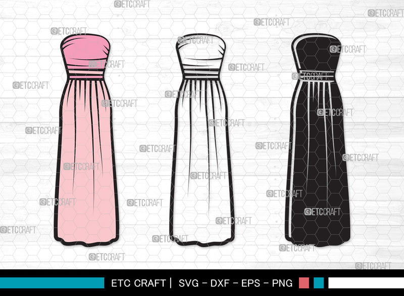 Dress Clipart SVG | Women's Dresses Svg | Dresses Svg | Gown Svg | Long Gown Svg | Prom Dress Svg | Wedding Dress Svg | Dress Clipart SVG ETC Craft 