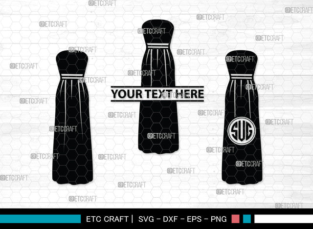 Dress Monogram SVG | Women's Dresses Svg | Dresses Svg | Gown Svg | Long Gown Svg | Prom Dress Svg | Wedding Dress Svg | Dress Monogram SVG ETC Craft 