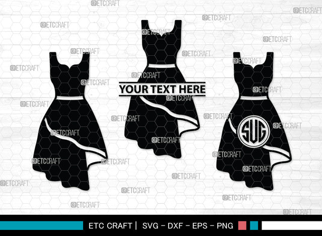 Dress Monogram SVG | Women's Dresses Svg | Dresses Svg | Gown Svg | Long Gown Svg | Prom Dress Svg | Wedding Dress Svg | Dress Monogram SVG ETC Craft 