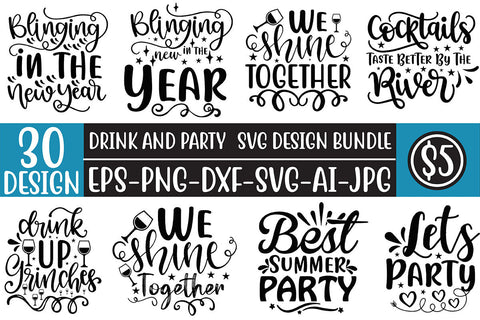 Drink And Party SVG Bundle SVG Rupkotha 