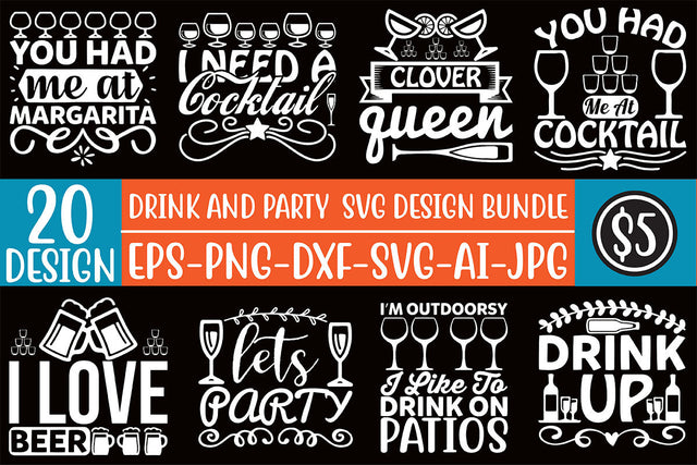 Drink And Party SVG Bundle SVG Rupkotha 