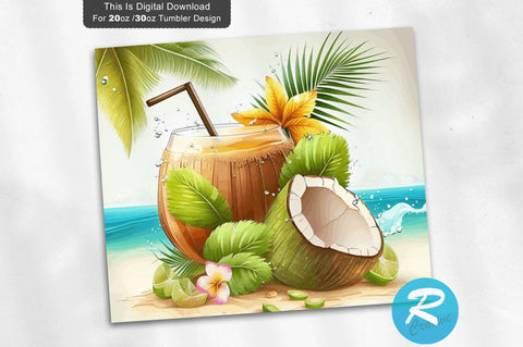 Drink Coconut 20 oz / 30 oz Tumbler PNG Sublimation Regulrcrative 