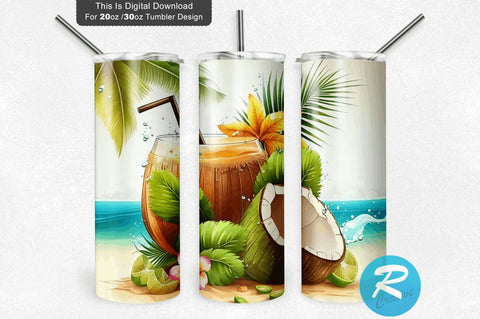 Drink Coconut 20 oz / 30 oz Tumbler PNG Sublimation Regulrcrative 