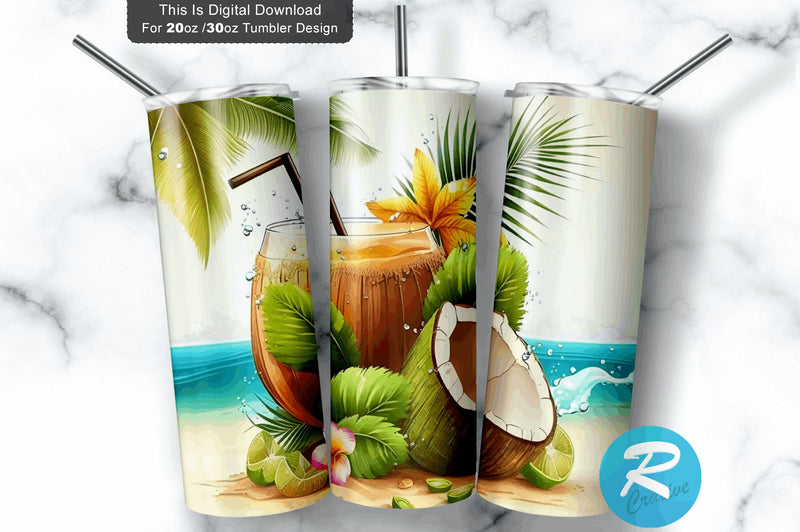 Drink Coconut 20 oz / 30 oz Tumbler PNG Sublimation Regulrcrative 