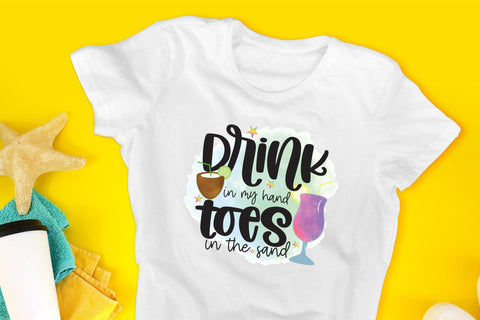Drink in My Hand Toes in the Sand | Beach PNG Sublimation CraftLabSVG 